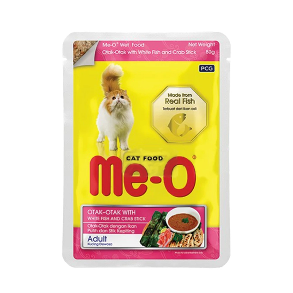 Meo Pouch Wet (80gr) - Adult Otak Otak White Fish with Crab Stick