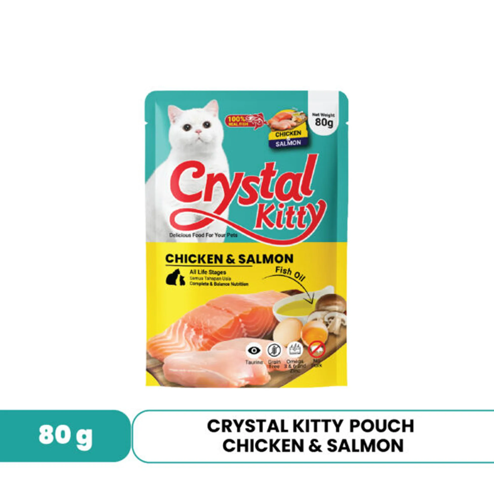 Crystal Kitty Pouch 80gr - Chicken & Salmon